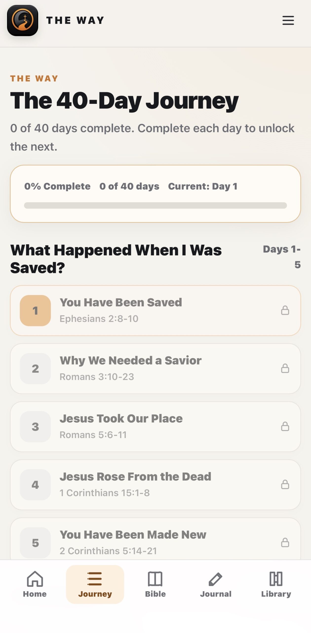 THE WAY 40-Day Journey screen
